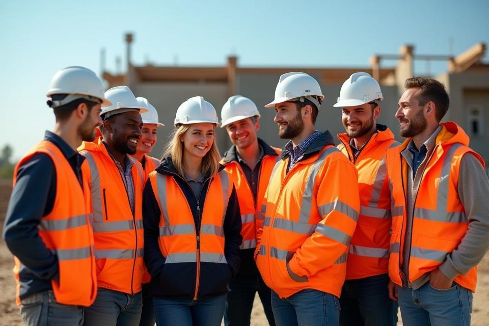 Albion team gathered at a project construction site